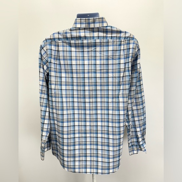 HART SCHAFNER MARX Blue and white plaid long sleeve button down shirt size L - Picture 6 of 12